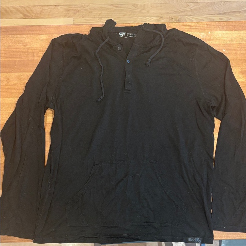 Black Long-Sleeve Hoodie Shirt - Men